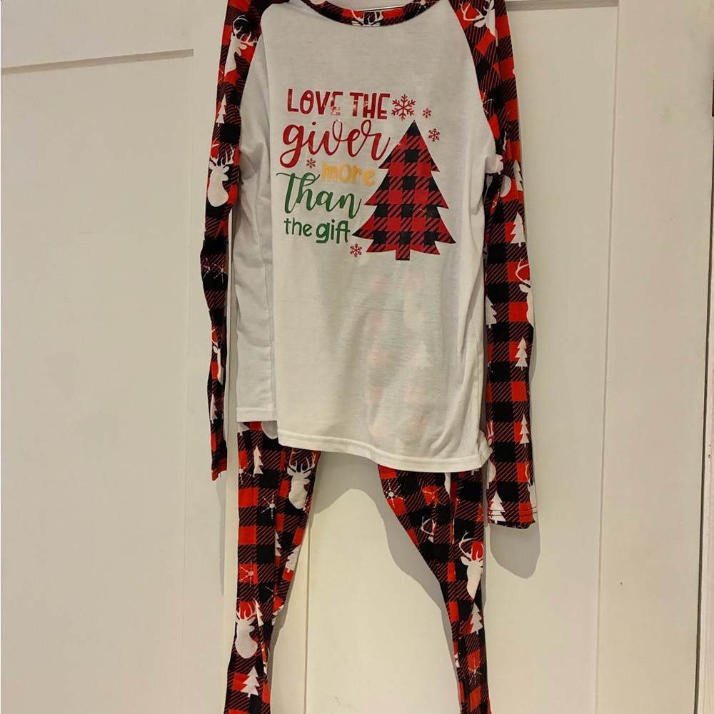 Adult small Red and White Pajamas Set